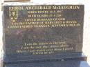Errol Archibald MCLAUGHLIN, Cemetery, Nyngan, New South Wales 