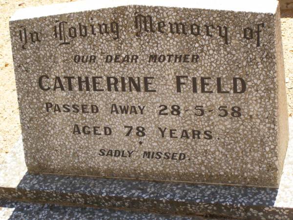 Catherine FIELD,  | Cemetery,  | Nyngan, New South Wales  | 