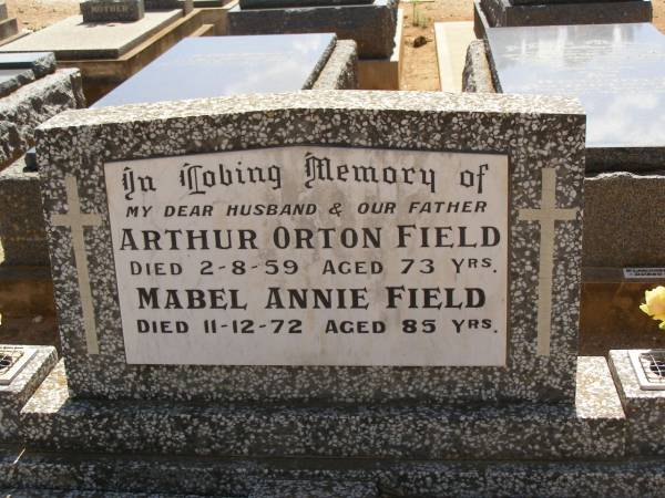 Arthur Orton FIELD,  | Mable Annie FIELD,  | Cemetery,  | Nyngan, New South Wales  | 