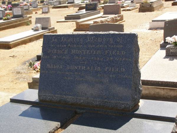 Pierce Monteith FIELD,  | Maria Australia FIELD,  | Cemetery,  | Nyngan, New South Wales  | 