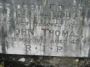 Bridget DOHERTY, died 6 Aug 1915 aged 46 years; John Thomas, husband, died 26 May 1918 aged 49 years; St James Catholic Cemetery, Palen Creek, Beaudesert Shire 
