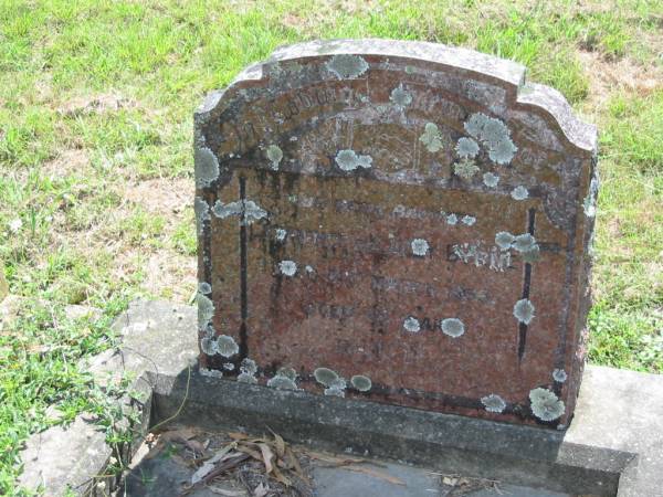 Lawrence de Lacey BYRNE,  | died 31 March 1958 aged 68 years;  | St James Catholic Cemetery, Palen Creek, Beaudesert Shire  | 