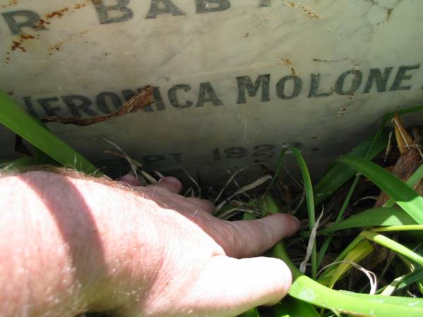 parents;  | Teresa E. MOLONEY,  | died 14 June 1963 aged 82 years;  | Michael MOLONEY,  | died 7 Jan 1969 aged 83 years;  | Teresa Veronica MOLONEY, baby sister,  | died 4 Sept 1922;  | St James Catholic Cemetery, Palen Creek, Beaudesert Shire  | 