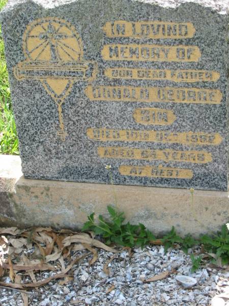 Donald George SIM, father,  | died 10 Oct 1952 aged 65? years;  | St James Catholic Cemetery, Palen Creek, Beaudesert Shire  | 