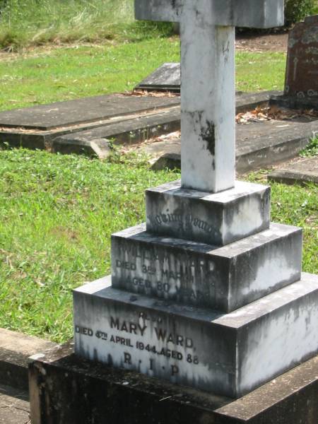 William WARD,  | died 3 March 1941 aged 80 years;  | Mary WARD,  | died 4 April 1944 aged 88 years;  | St James Catholic Cemetery, Palen Creek, Beaudesert Shire  | 