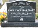 Laurence Ray WATT, 21-3-1924 - 20-8-2000; Parkhouse Cemetery, Beaudesert 