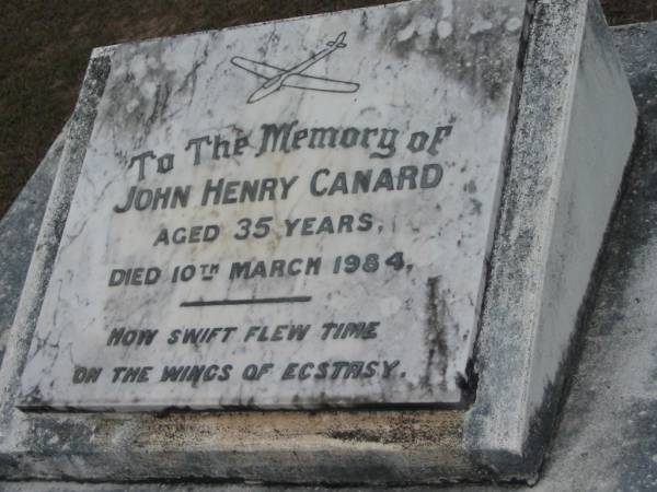 John Henry CANARD, died 10 March 1984 aged 35 years;  | Parkhouse Cemetery, Beaudesert  | 