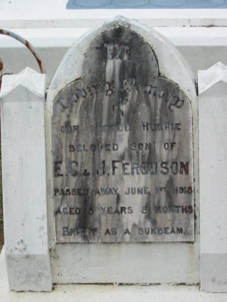 Hughie son of E.C.& J. FERGUSON, died 1 June 1918 aged 5 years 8 months;  | Parkhouse Cemetery, Beaudesert  | 