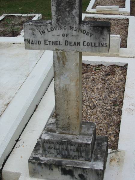 Maud Ethel Dean COLLINS; 30 May 1931; aged 54;  | Peachester Cemetery, Caloundra City  | 