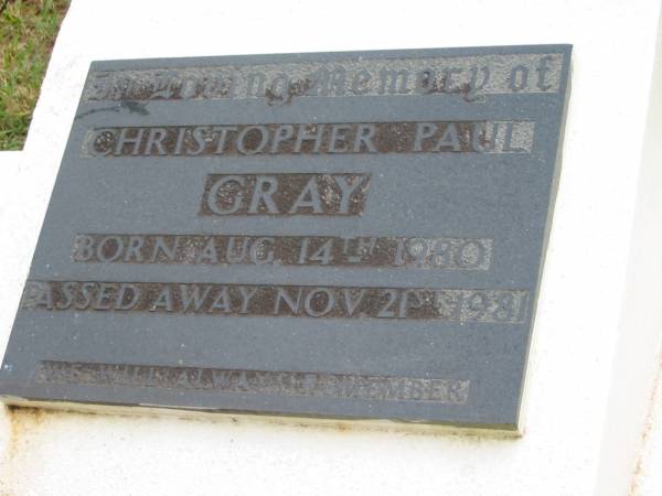 Christopher Paul GRAY, born 14 Aug 1980, died 21 Nov 1981;  | Peachester Cemetery, Caloundra City  | 