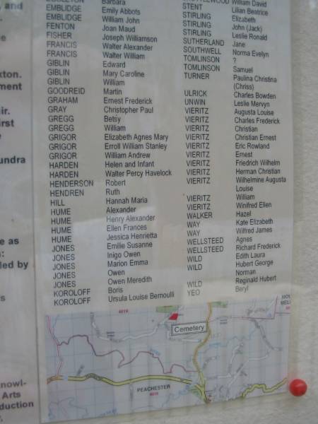 Click to <a href= Noticeboard.html >read the noticeboard</a>;  | Peachester Cemetery, Caloundra City  |   | 