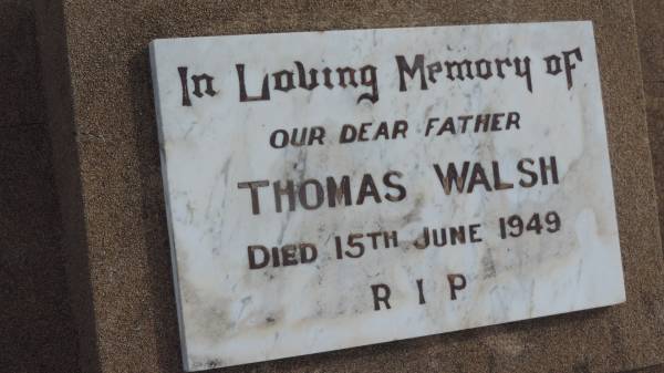 Thomas WALSH  | d: 15 Jun 1949  |   | Peak Downs Memorial Cemetery / Capella Cemetery  | 