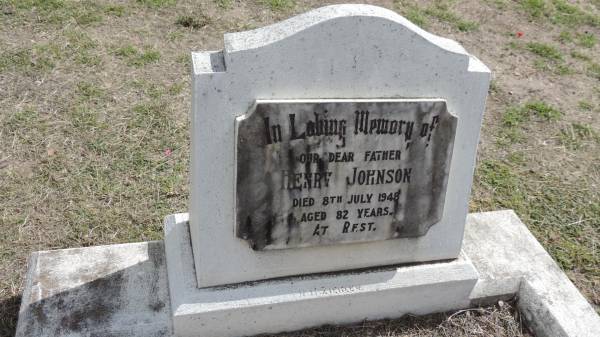 Henry JOHNSON  | d: 8 Jul 1948 aged 82  |   | Peak Downs Memorial Cemetery / Capella Cemetery  | 