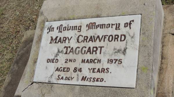 Mary Crawford TAGGART  | d: 2 Mar 1975 aged 84  |   | Peak Downs Memorial Cemetery / Capella Cemetery  | 