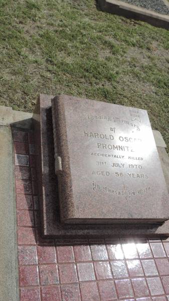 Harold Oscar PROMNITZ  | d: 31 jul 1970 aged 56  |   | Peak Downs Memorial Cemetery / Capella Cemetery  | 