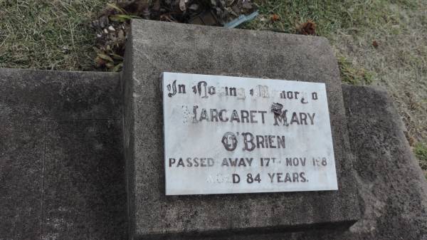 Margaret Mary O'BRIEN  | d: 17 Nov 1983 aged 84  |   | Peak Downs Memorial Cemetery / Capella Cemetery  | 