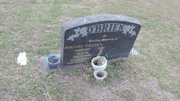 Bernard William O'BRIEN  | d: 16 Jun 1991 aged 73  |   | Peak Downs Memorial Cemetery / Capella Cemetery  | 