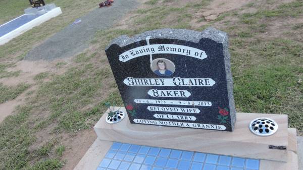Shirley Claire BAKER  | b: 28 Jun 1923  | d: 9 Aug 2013  | wife of Clarry  |   | Peak Downs Memorial Cemetery / Capella Cemetery  | 