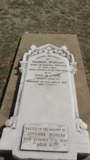 Thomas MURRAY b: 21 Dec 1852 Kilkenny, Ireland d: 23 Feb 1915 aged 62, Capella  Johanna MURRAY d: 14 Oct 1934 aged 81  Peak Downs Memorial Cemetery / Capella Cemetery 