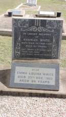 Charles WHITE d: 14 May 1936 aged 80  Emma Louisa WHITE d: 23 Dec 1953 aged 88  Peak Downs Memorial Cemetery / Capella Cemetery 