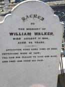William Walker d: 1 Aug 1880, aged 68 Penneshaw Cemetery  