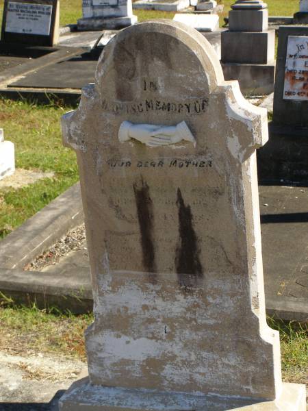 Friedericke BUROW,  | mother,  | died 11 Feb? 1927 aged 74 years;  | Pimpama Island cemetery, Gold Coast  | 