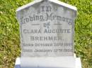Clara Auguste BREHMER, born 30 Oct 1899, died 12 Jan 1906; Pimpama Island cemetery, Gold Coast 