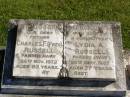 
Charles F. (Fred) RUSSELL,
father,
died 24 Nov 1972 aged 83 years;
Lydia A. RUSSELL,
wife mother,
died 26 Sept 1967 aged 77 years;
Pimpama Island cemetery, Gold Coast
