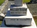 William KROPP, died 7 Oct 1939 aged 81 years; Anna KROPP, died 17 March 1950 aged 81 years; Pimpama Island cemetery, Gold Coast 