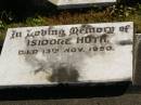 Isidore (Isi) HUTH,
died 13 Nov 1950;
Pimpama Island cemetery, Gold Coast