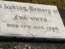 Eva HUTH, died 17 Aug 1984; Pimpama Island cemetery, Gold Coast 
