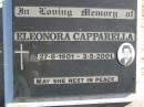 
Eleonora CAPPARELLA,
27-8-1901 - 3-5-2001;
Pimpama Island cemetery, Gold Coast 
