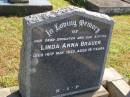 Linda Anna BRAUER,
daughter sister,
died 16 May 1933 aged 16 years;
Pimpama Island cemetery, Gold Coast