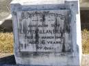 Lloyd Allan BILLIAU,
son,
died 2 March 1949 aged 6 years;
Pimpama Island cemetery, Gold Coast
