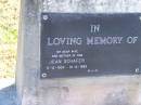 Jean SCHAFER,
wife,
mother of Rob,
9-12-1924 - 10-6-1999;
Pimpama Island cemetery, Gold Coast
