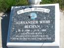 Alexander Webb BUCHAN,
19-6-1939 - 13-6-2005,
father of five;
Pimpama Island cemetery, Gold Coast
