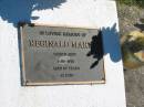 Reginald MARKS, died 1-10-1998 aged 89 years; Pimpama Island cemetery, Gold Coast 