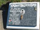 
Sandra Jean ZIPF (nee NESTER),
wife mother,
died 9-11-91 aged 41 years,
remembered by Lee, Nathan & Alison;
Pimpama Island cemetery, Gold Coast
