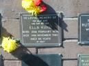 Ella KUHL,
wife mother,
born 26 Feb 1906,
died 14 Nov 1992 aged 86 years;
Pimpama Island cemetery, Gold Coast