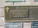 Arthur Harold WOLFF,
died 5-12-1983 aged 35 years;
Pimpama Island cemetery, Gold Coast