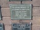 Elizabeth Matilda DALGLIESH,
born 7-9-1896,
died 30-7-1990;
Pimpama Island cemetery, Gold Coast