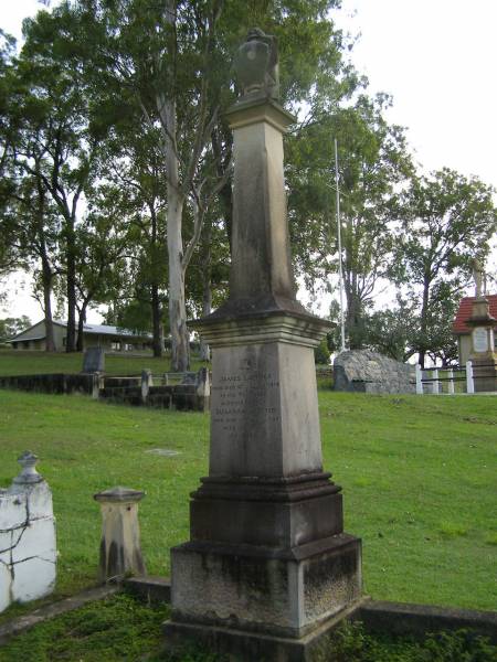 James LATIMER,  | died 12 Aug 1919 in 90th year;  | Susanah LATIMER,  | died 12 July 1897 aged 91 years;  | Pimpama Uniting cemetery, Gold Coast  | 