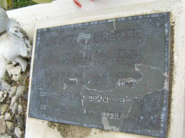 Bradley BREWER,  | born 26-12-93 1:05pm,  | died 26-12-93 1:20pm;  | Pimpama Uniting cemetery, Gold Coast  | 