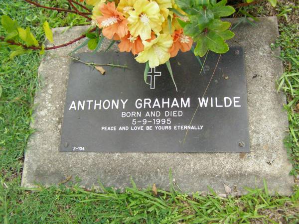 Anthony Graham WILDE,  | born & died 5-9-1995;  | Pimpama Uniting cemetery, Gold Coast  | 