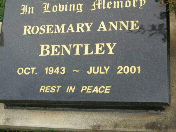 Rosemary Anne BENTLEY,  | Oct 1943 - July 2001;  | Pimpama Uniting cemetery, Gold Coast  | 