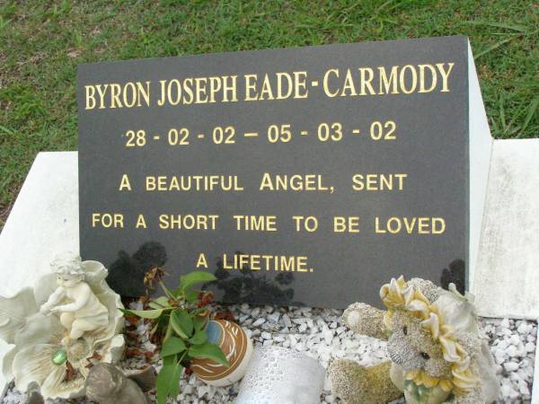 Byron Joseph EADE-CARMODY,  | 28-02-02 - 05-03002;  | Pimpama Uniting cemetery, Gold Coast  | 