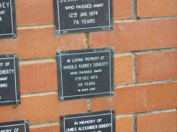 Harold Aubrey DOHERTY,  | died 17 Dec 1972 aged 58 years;  | Pimpama Uniting cemetery, Gold Coast  | 