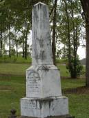 
William Thomas,
husband of Ellen BULL,
died 13 Aug 1923 aged 64 years;
Ellen BULL,
died 3 March 1935 aged 66 years;
Pimpama Uniting cemetery, Gold Coast

