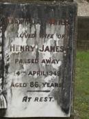 
Henry JAMES,
died 13 May 1943 aged 80 years;
Mathilda JAMES,
wife of Henry JAMES,
died 4 April 1949 aged 86 years;
Pimpama Uniting cemetery, Gold Coast
