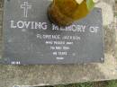 
Florence JACKSON,
died 7 May 1994 aged 48 years;
Pimpama Uniting cemetery, Gold Coast
